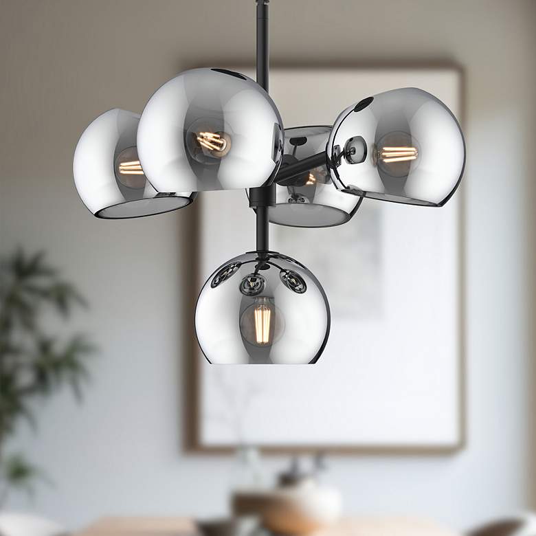 Image 1 Alora Mood Willow E12 18-in Black/Smoked Solid Glass 5 Lights Chandeliers