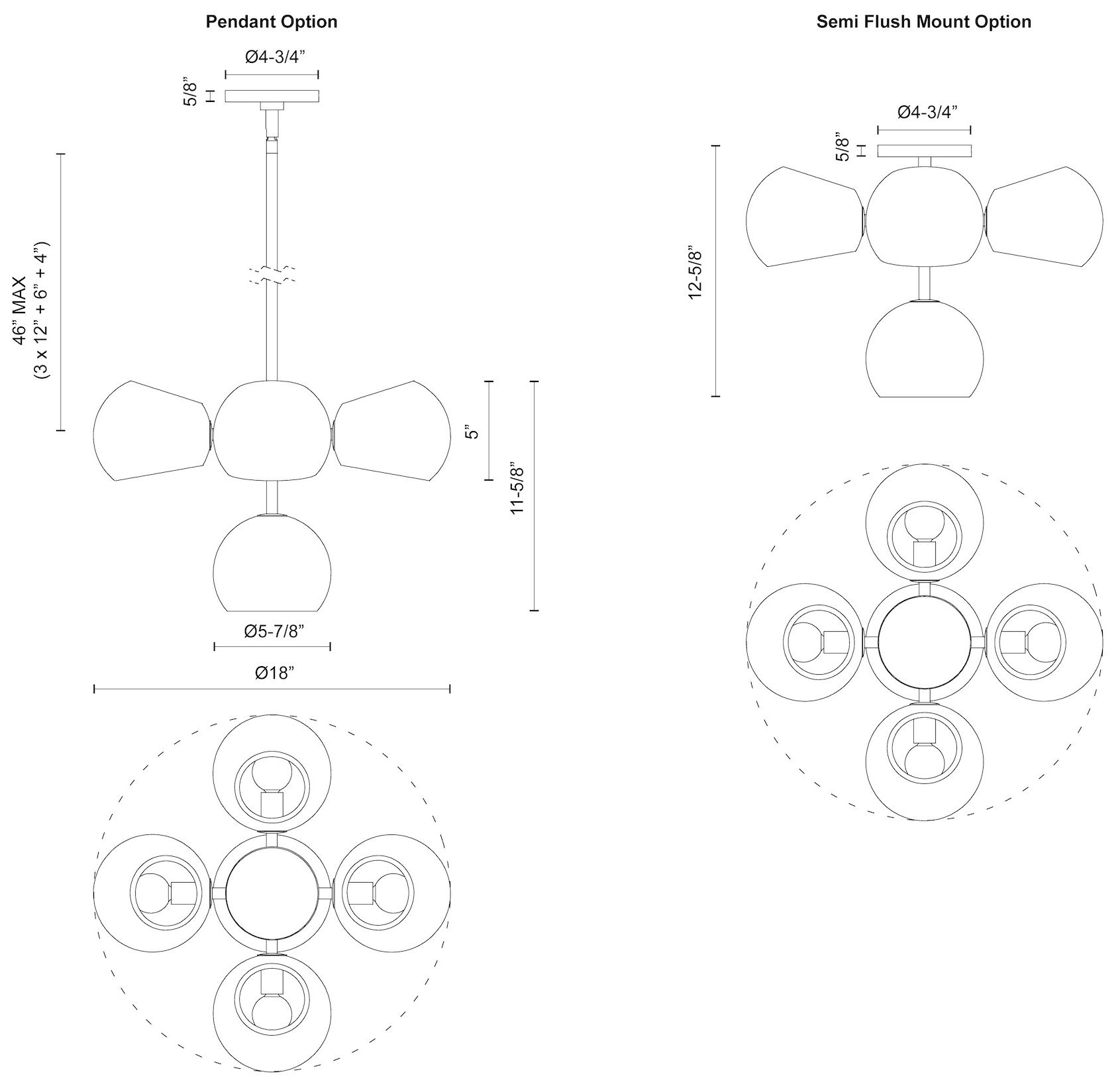 Image 3 Alora Mood Willow E12 18-in Black/Smoked Solid Glass 5 Lights Chandeliers more views