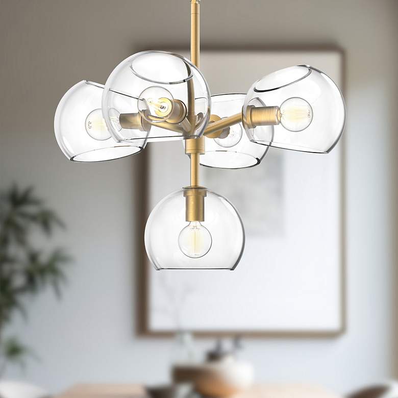 Image 1 Alora Mood Willow E12 18-in Brushed Gold/Clear Glass 5 Lights Chandeliers