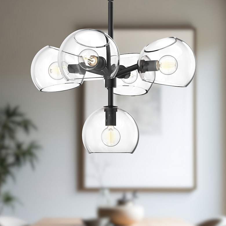 Image 1 Alora Mood Willow E12 18-in Clear Glass/Matte Black 5 Lights Chandeliers