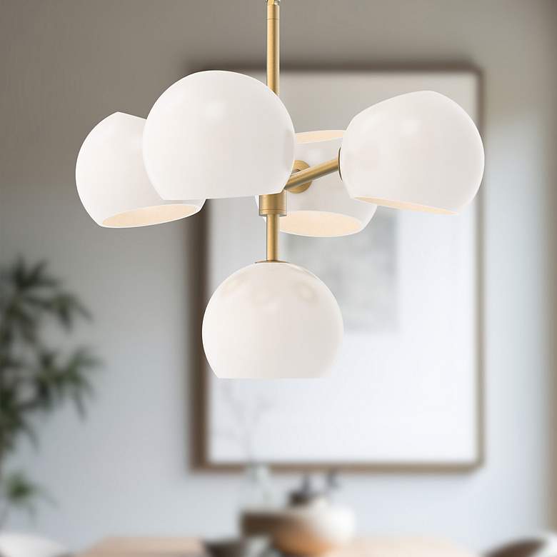 Image 1 Alora Mood Willow E12 18-in Gold/Opal Matte Glass 5 Lights Chandeliers
