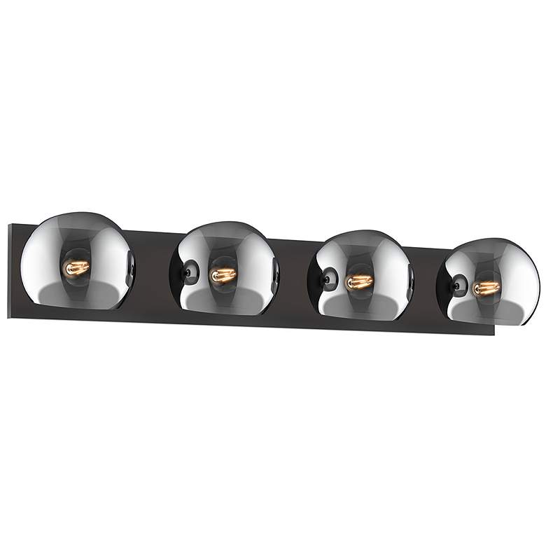 Image 1 Alora Mood Willow E12 31-in Matte Black/Smoked Solid Glass Vanity Light