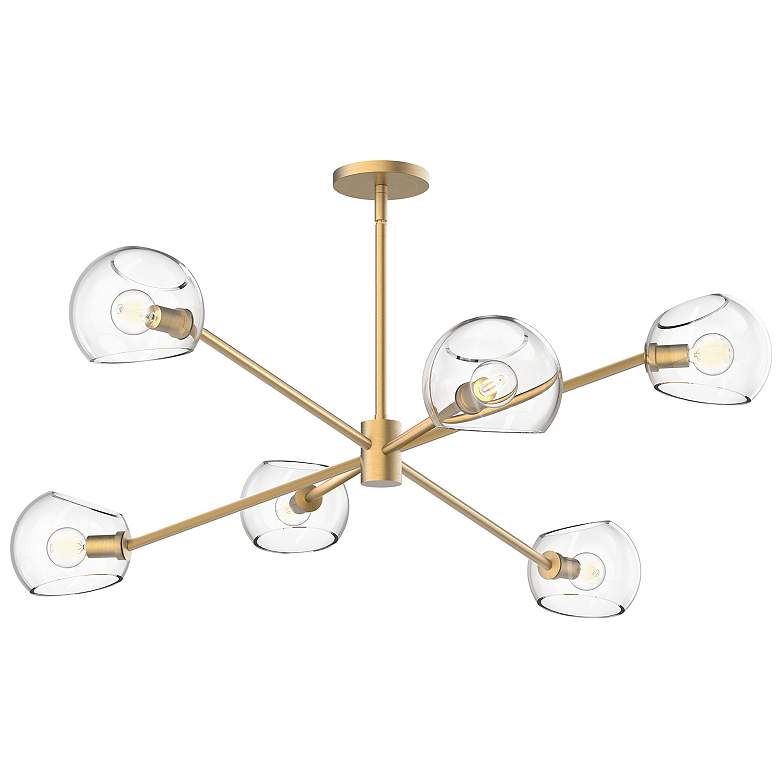 Image 2 Alora Mood Willow E12 37-in Brushed Gold/Clear Glass 6 Lights Chandeliers