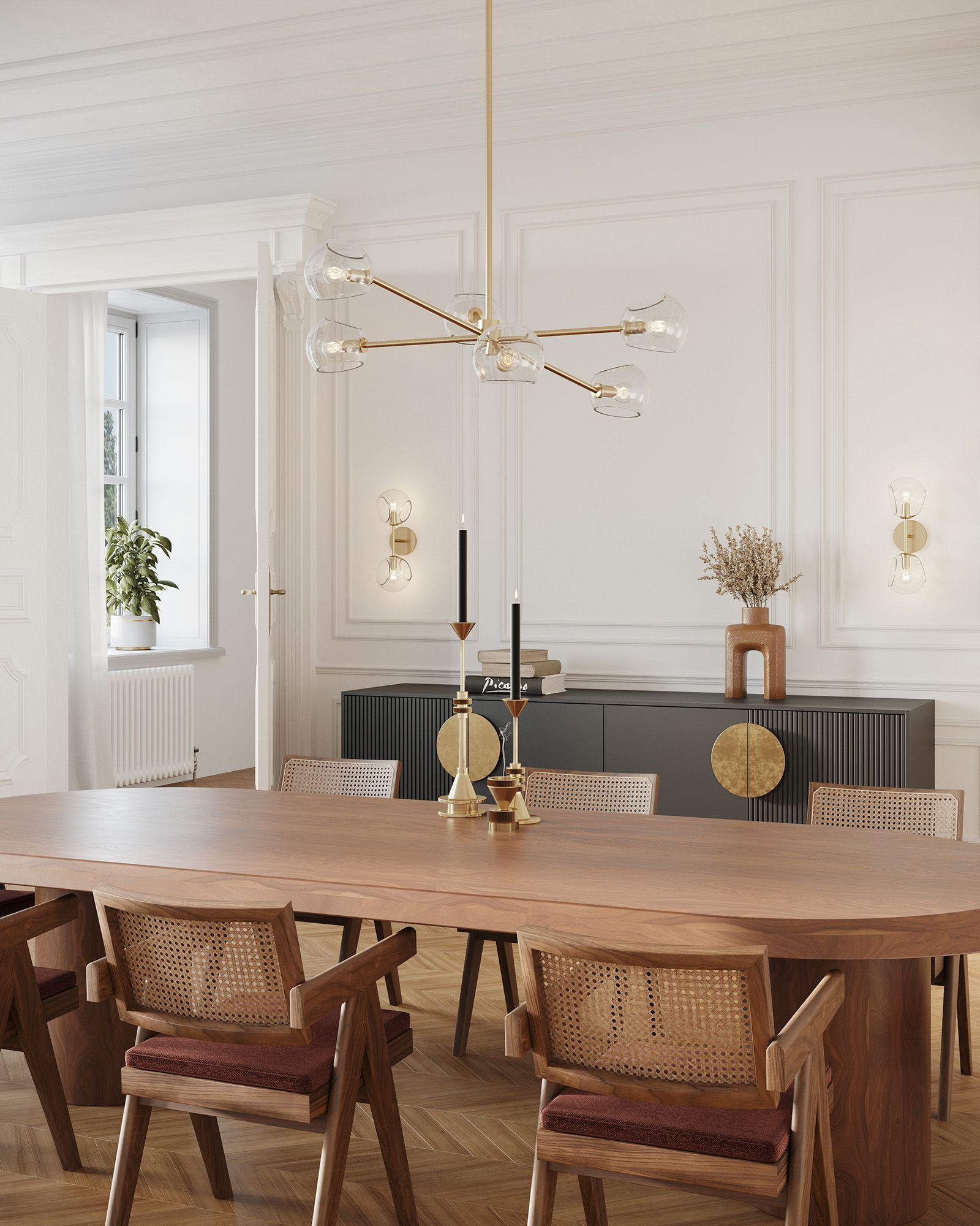 Image 3 Alora Mood Willow E12 37-in Brushed Gold/Clear Glass 6 Lights Chandeliers more views