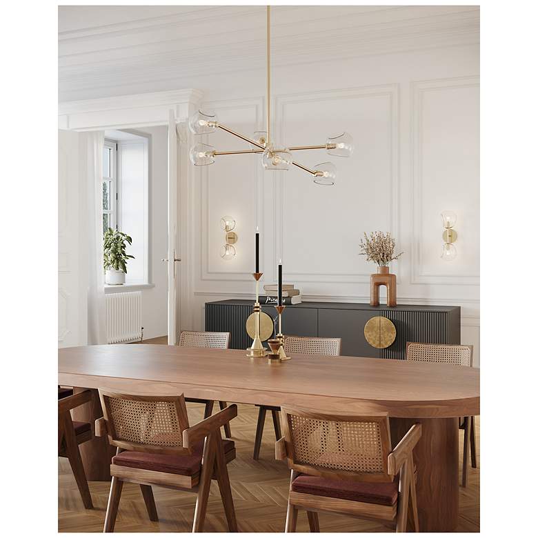 Image 3 Alora Mood Willow E12 37-in Brushed Gold/Clear Glass 6 Lights Chandeliers more views