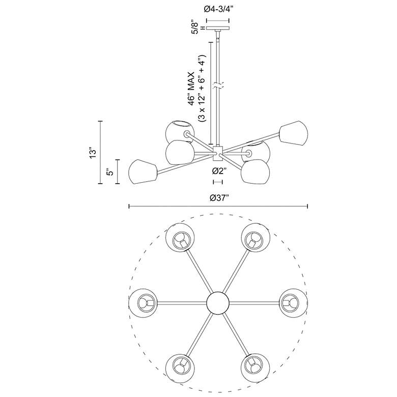 Image 4 Alora Mood Willow E12 37-in Brushed Gold/Clear Glass 6 Lights Chandeliers more views