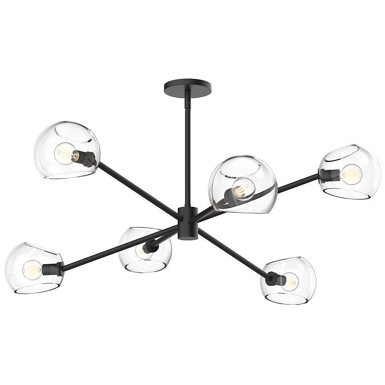 Image 1 Alora Mood Willow E12 37-in Clear Glass/Matte Black 6 Lights Chandeliers