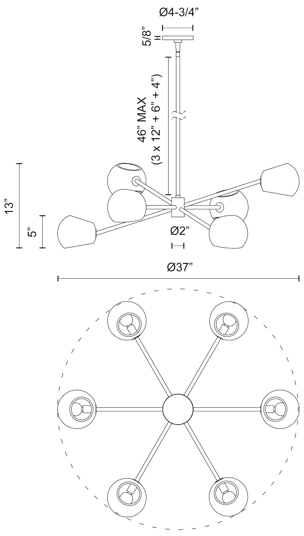 Image 3 Alora Mood Willow E12 37-in Clear Glass/Matte Black 6 Lights Chandeliers more views