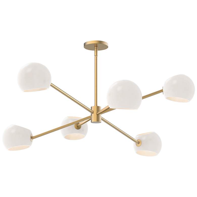 Image 2 Alora Mood Willow E12 37-in Gold/Opal Matte Glass 6 Lights Chandeliers