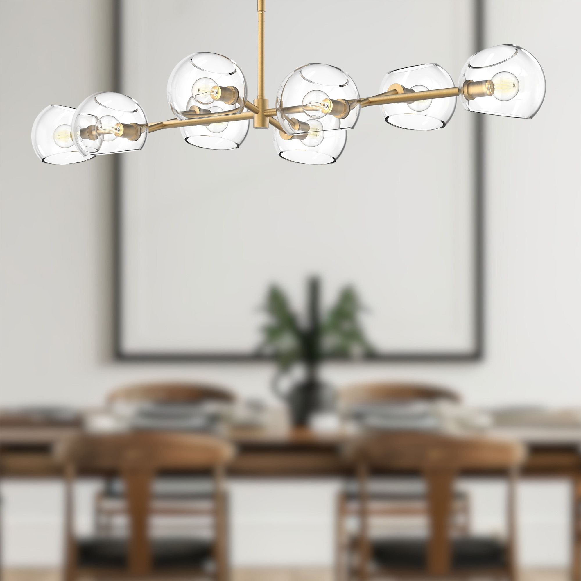 Image 2 Alora Mood Willow E12 48-in Brushed Gold/Clear Glass Linear Pendant more views