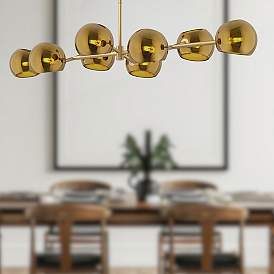 Image1 of Alora Mood Willow E12 48-in Brushed Gold/Copper Glass Linear Pendant