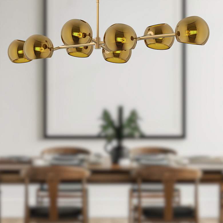Image 1 Alora Mood Willow E12 48-in Brushed Gold/Copper Glass Linear Pendant