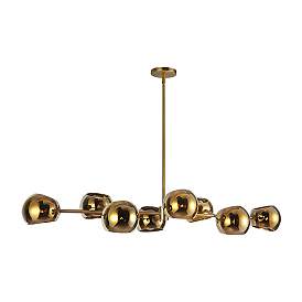Image3 of Alora Mood Willow E12 48-in Brushed Gold/Copper Glass Linear Pendant more views
