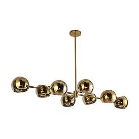 Image4 of Alora Mood Willow E12 48-in Brushed Gold/Copper Glass Linear Pendant more views