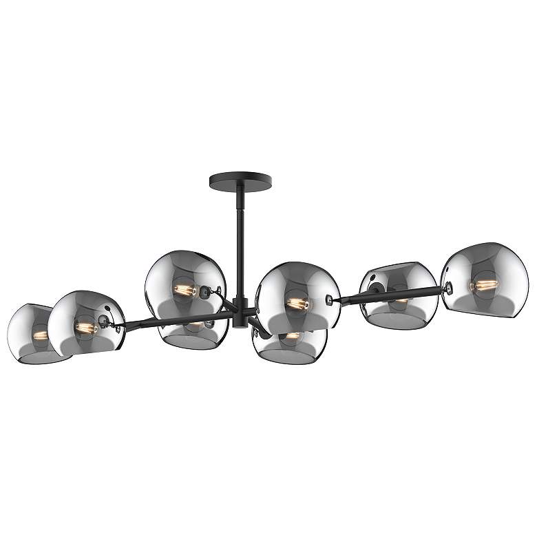 Image 1 Alora Mood Willow E12 48-in Matte Black/Smoked Solid Glass Linear Pendant