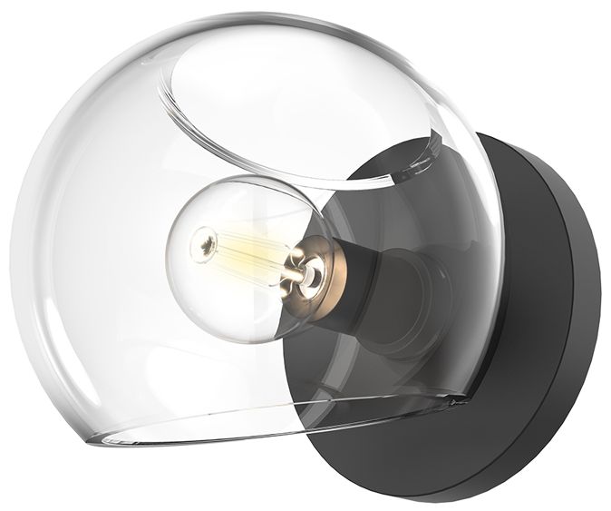 Image 2 Alora Mood Willow E12 6-in Clear Glass/Matte Black Wall Vanity more views