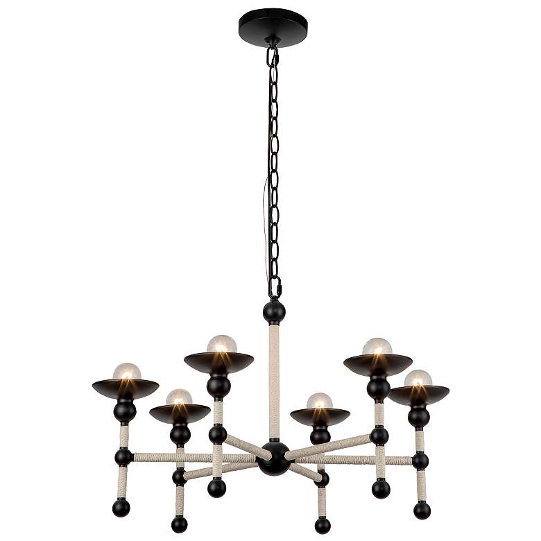 Image 1 Alora Nadine E12 25-in Matte Black/Cotton Chandelier