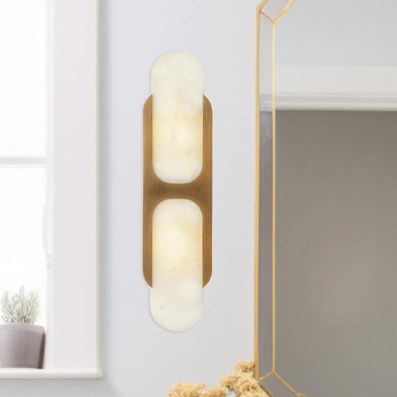 Image 1 Alora Odin E12 17-in Vintage Brass/Alabaster Wall Vanity