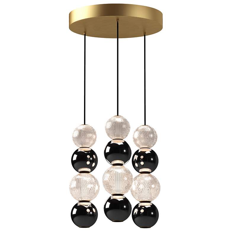 Image 2 Alora Onyx LED 3 Head Natural Brass Multi-Pendant