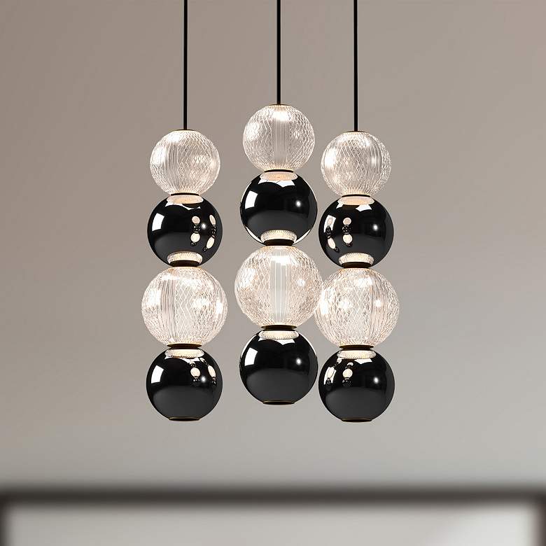 Image 1 Alora Onyx LED 3 Head Natural Brass Multi-Pendant