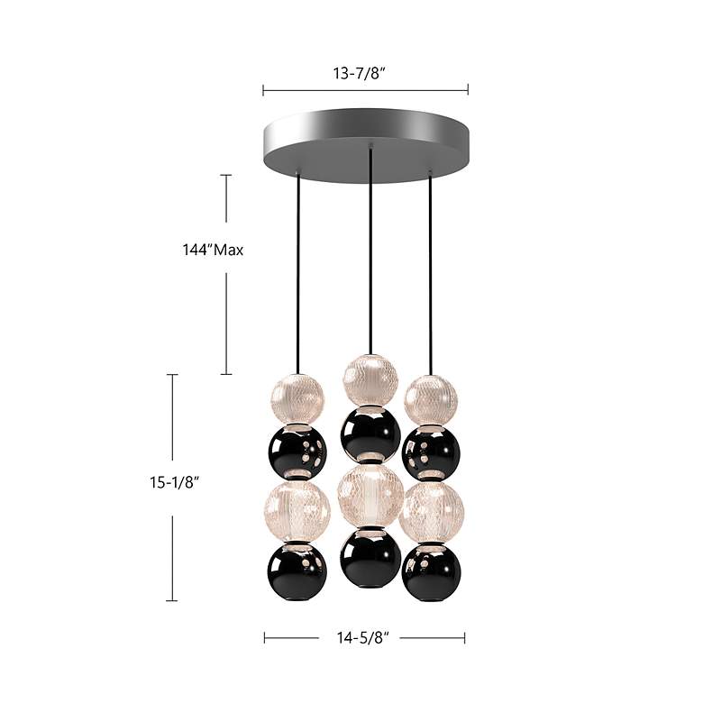 Image 7 Alora Onyx LED 3 Head Natural Brass Multi-Pendant more views