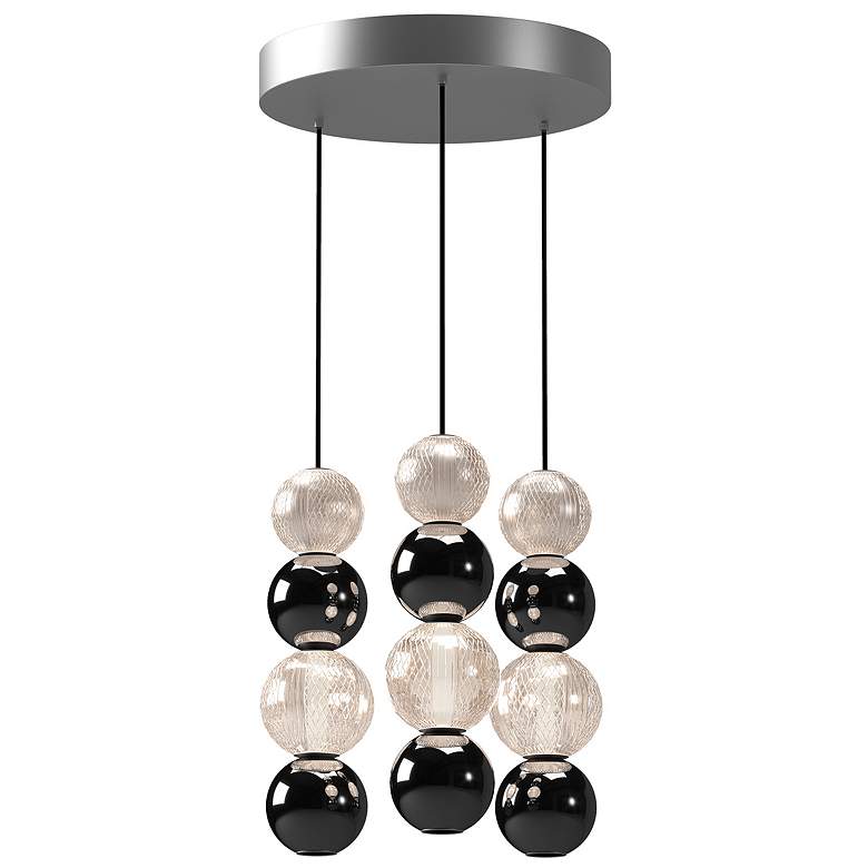 Image 2 Alora Onyx LED 3 Head Polished Nickel Multi-Pendant