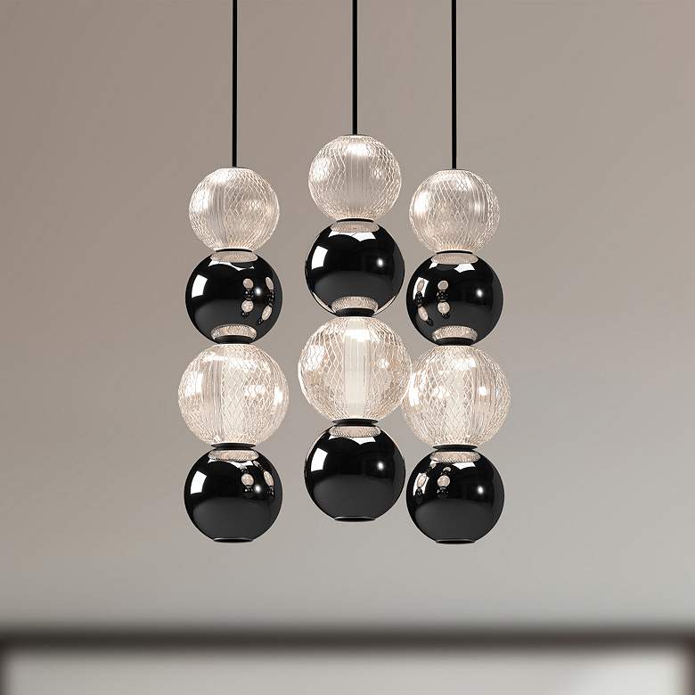 Image 1 Alora Onyx LED 3 Head Polished Nickel Multi-Pendant