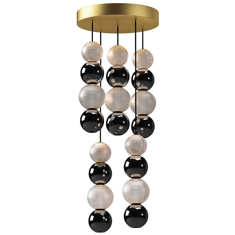 Image 1 Alora Onyx LED 5 Head Natural Brass Multi-Pendant