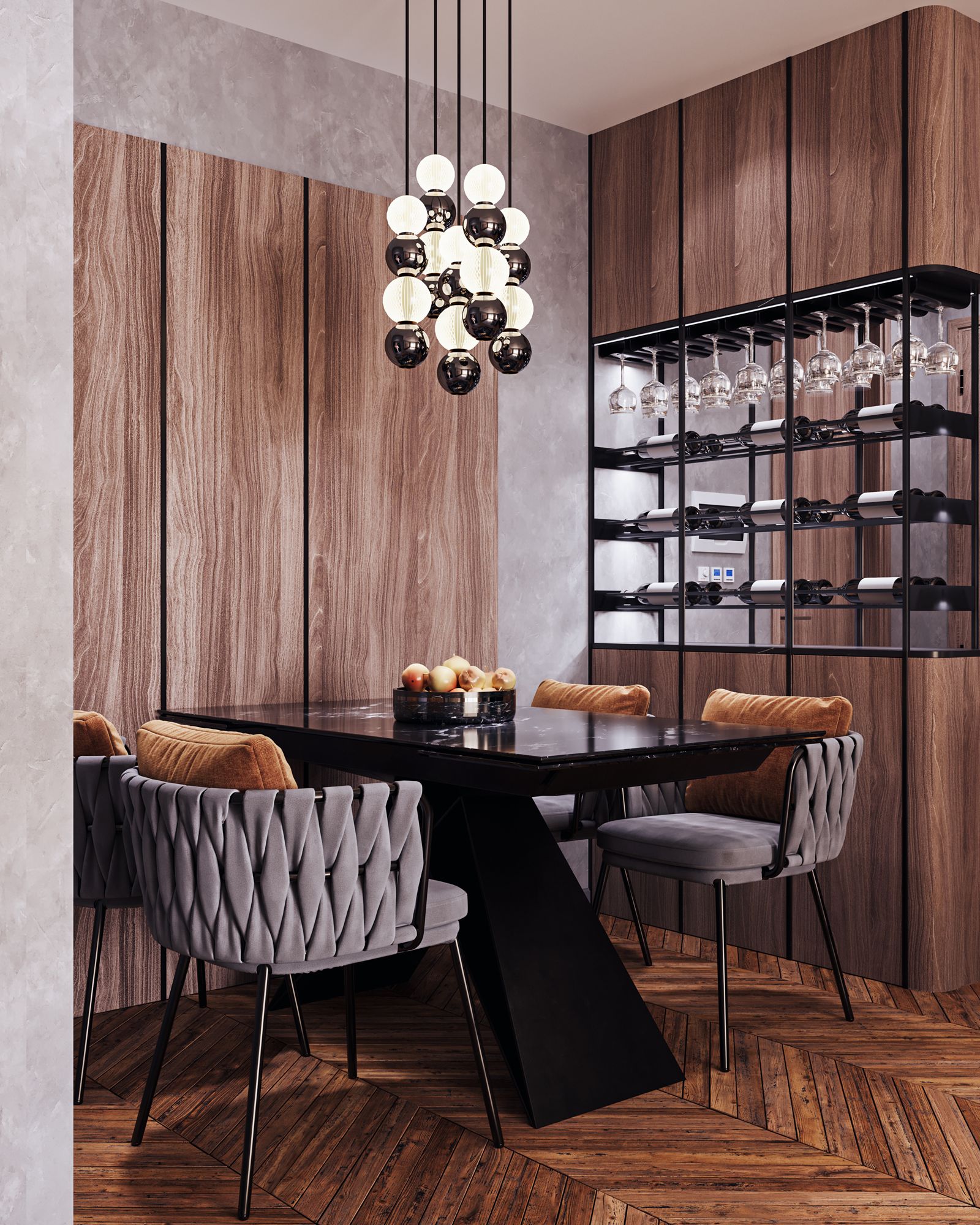 Image 3 Alora Onyx LED 5 Head Natural Brass Multi-Pendant more views