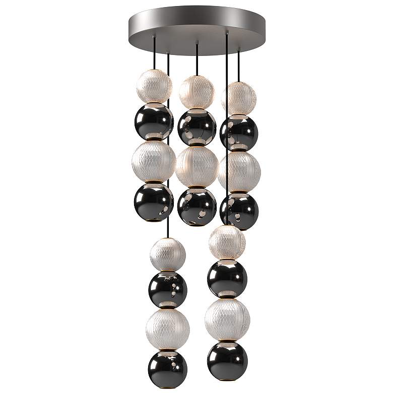 Image 2 Alora Onyx LED 5 Head Polished Nickel Multi-Pendant