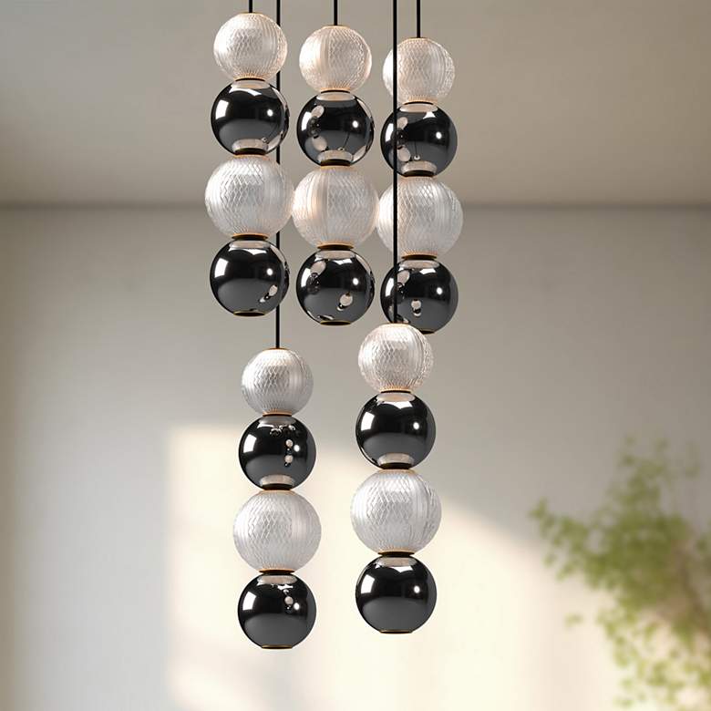 Image 1 Alora Onyx LED 5 Head Polished Nickel Multi-Pendant