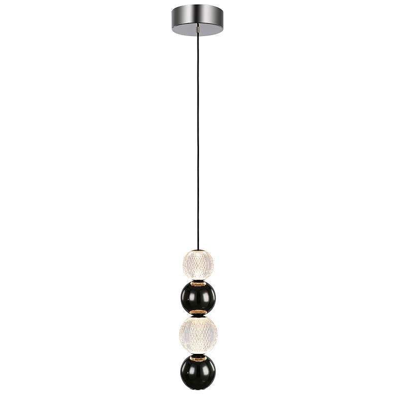 Image 1 Alora Onyx LED 5-in Polished Nickel Pendant