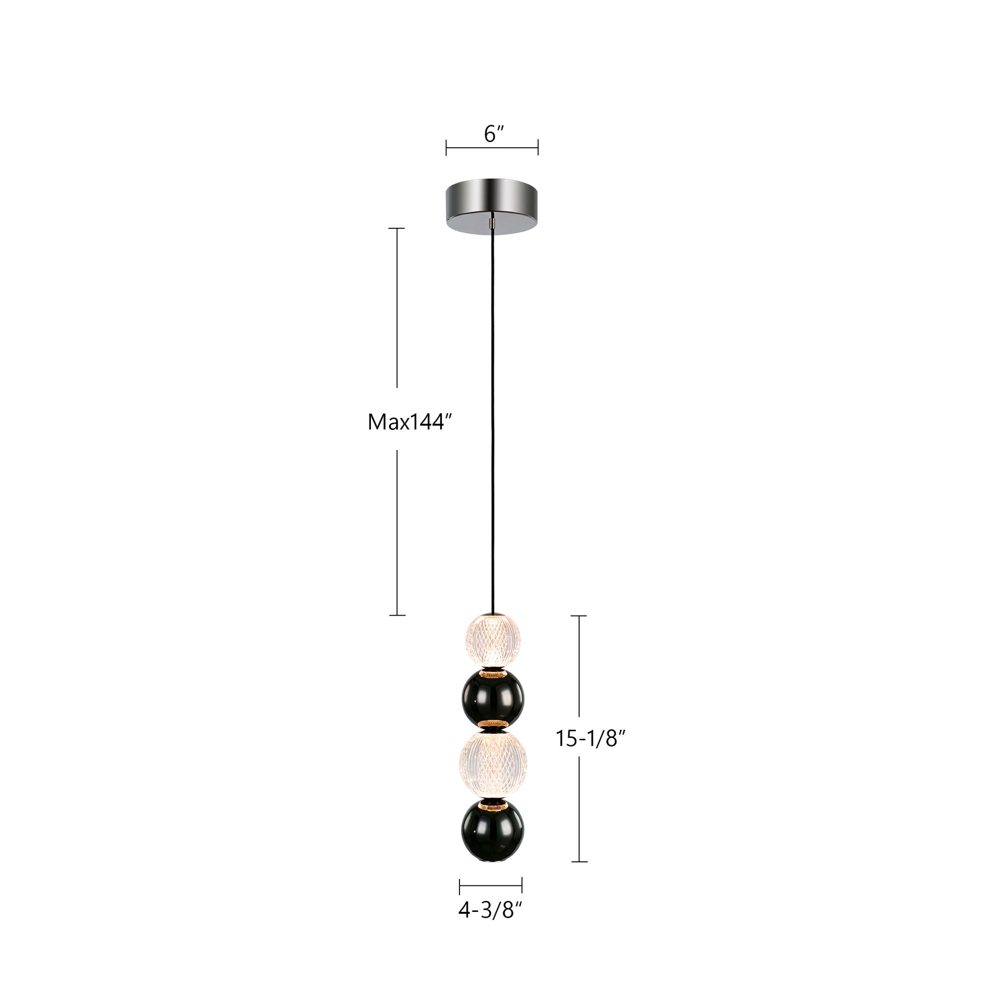 Image 4 Alora Onyx LED 5-in Polished Nickel Pendant more views