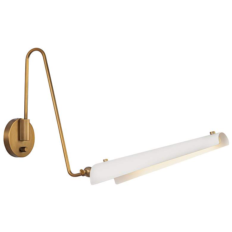 Image 1 Alora Osorio LED 4-in Matte White/Vintage Brass Wall Vanity