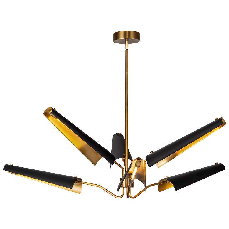 Image 1 Alora Osorio LED 46-in Matte Black/Vintage Brass LED Chandeliers