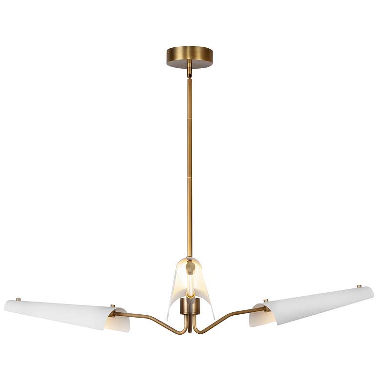 Image 1 Alora Osorio LED 46-in Matte White/Vintage Brass LED Chandeliers