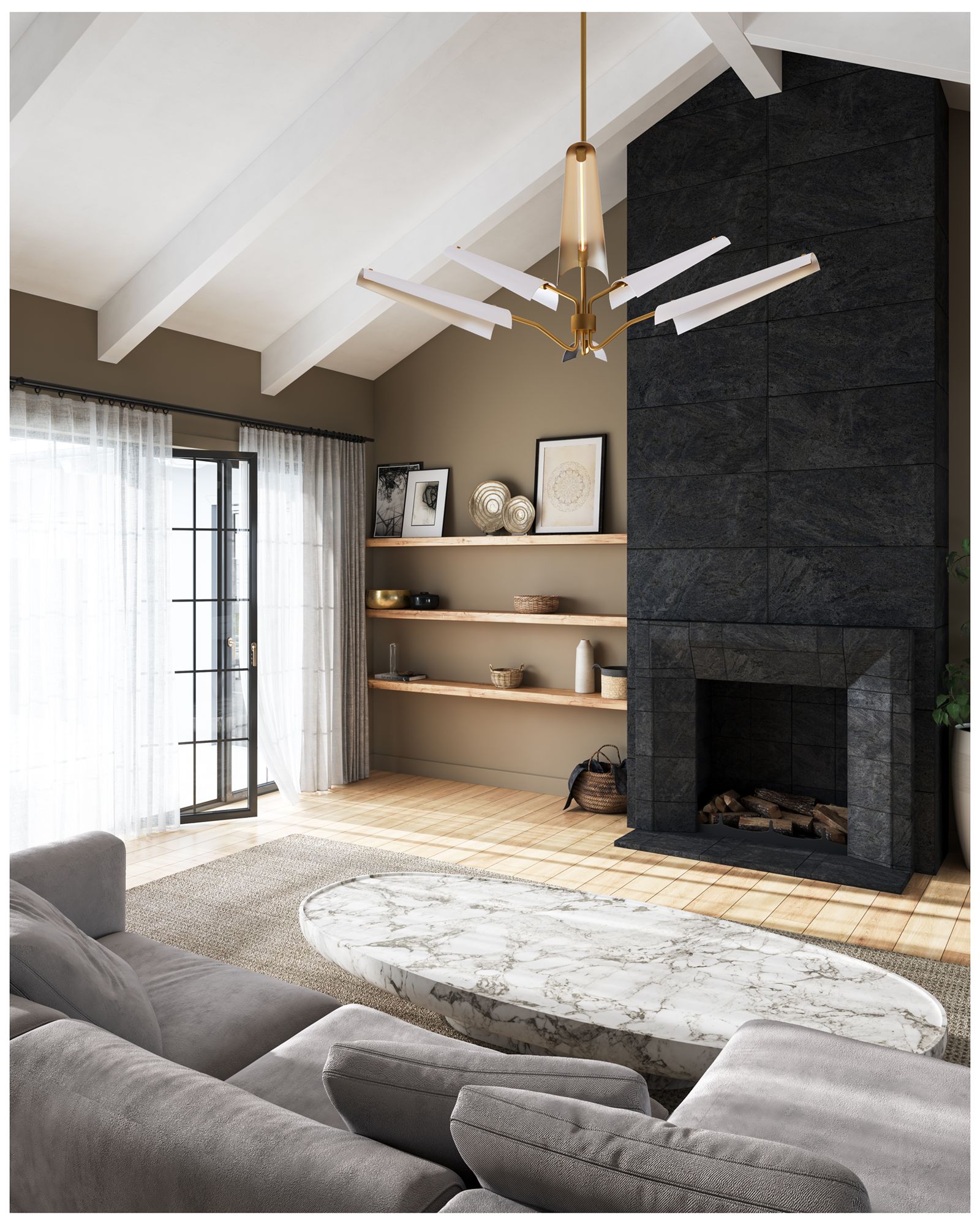 Image 3 Alora Osorio LED 46-in Matte White/Vintage Brass LED Chandeliers more views