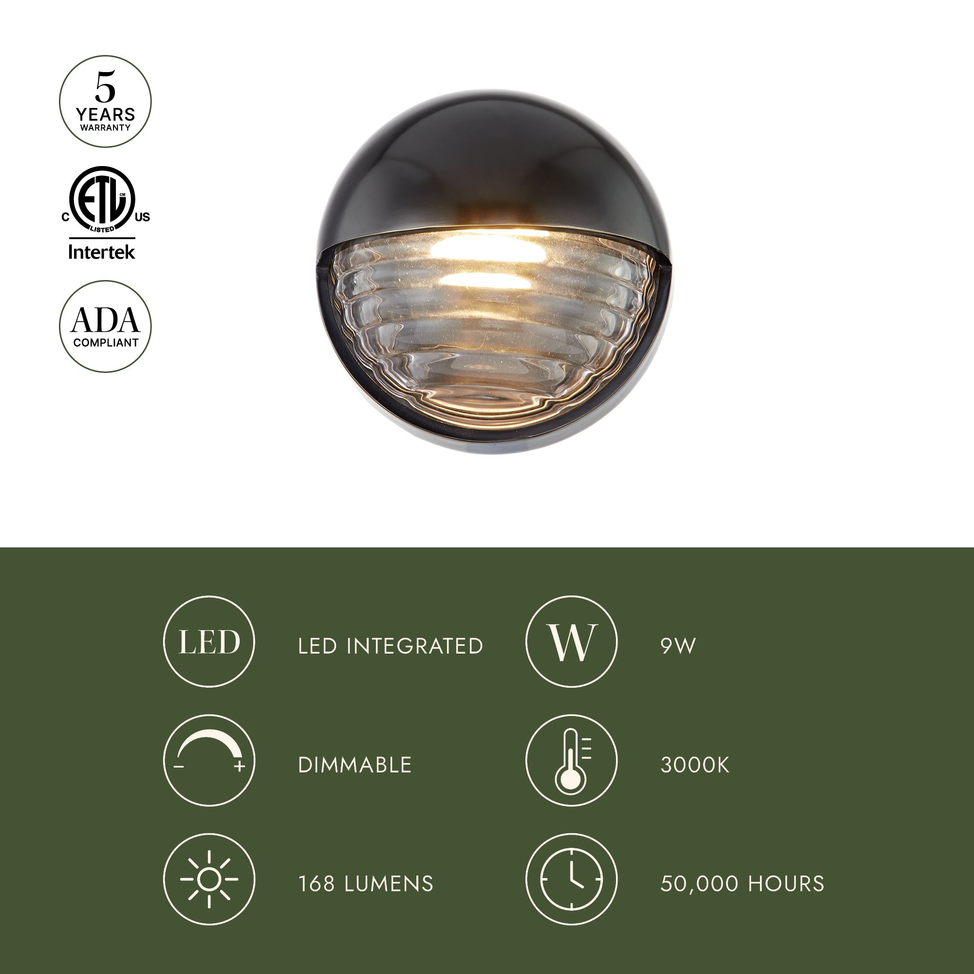 Image 4 Alora Palais LED 6-in Ribbed Glass/Urban Bronze Wall Vanity more views