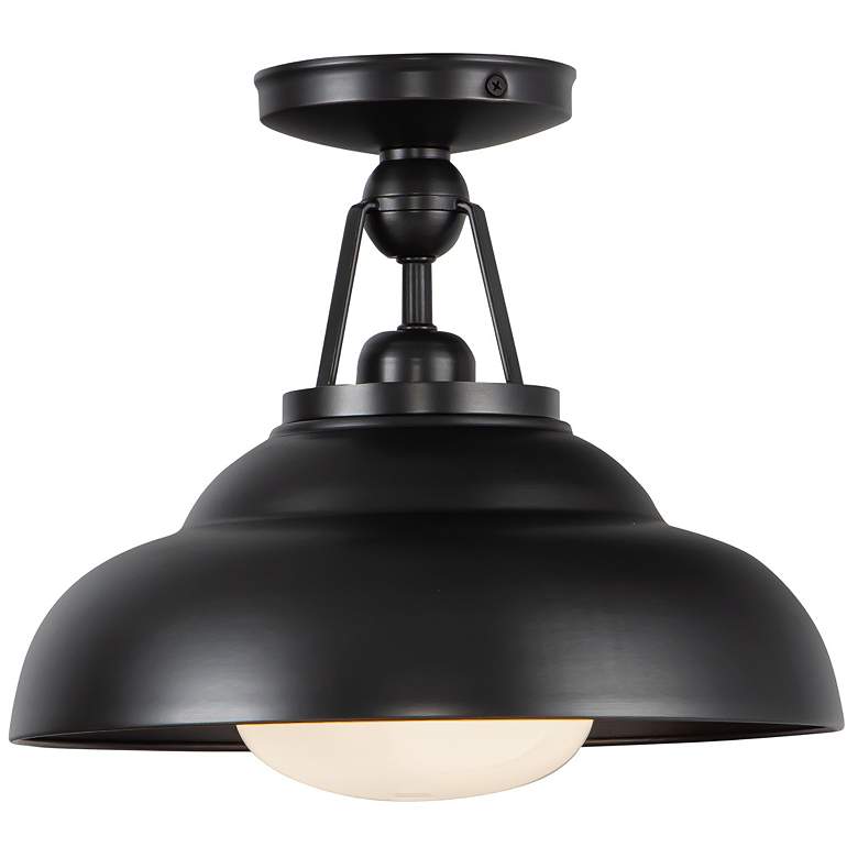 Image 1 Alora Palmetto E26 12-in Urban Bronze/Glossy Opal Semi-Flush Mount