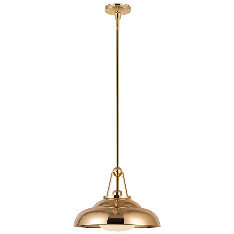 Image 1 Alora Palmetto E26 14-in Polished Brass/Glossy Opal Pendant