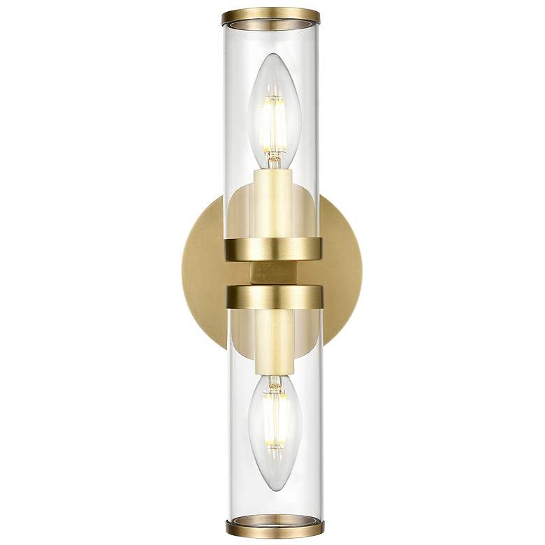 Image 1 Alora Revolve E12 12-in Clear Glass/Natural Brass Wall Vanity