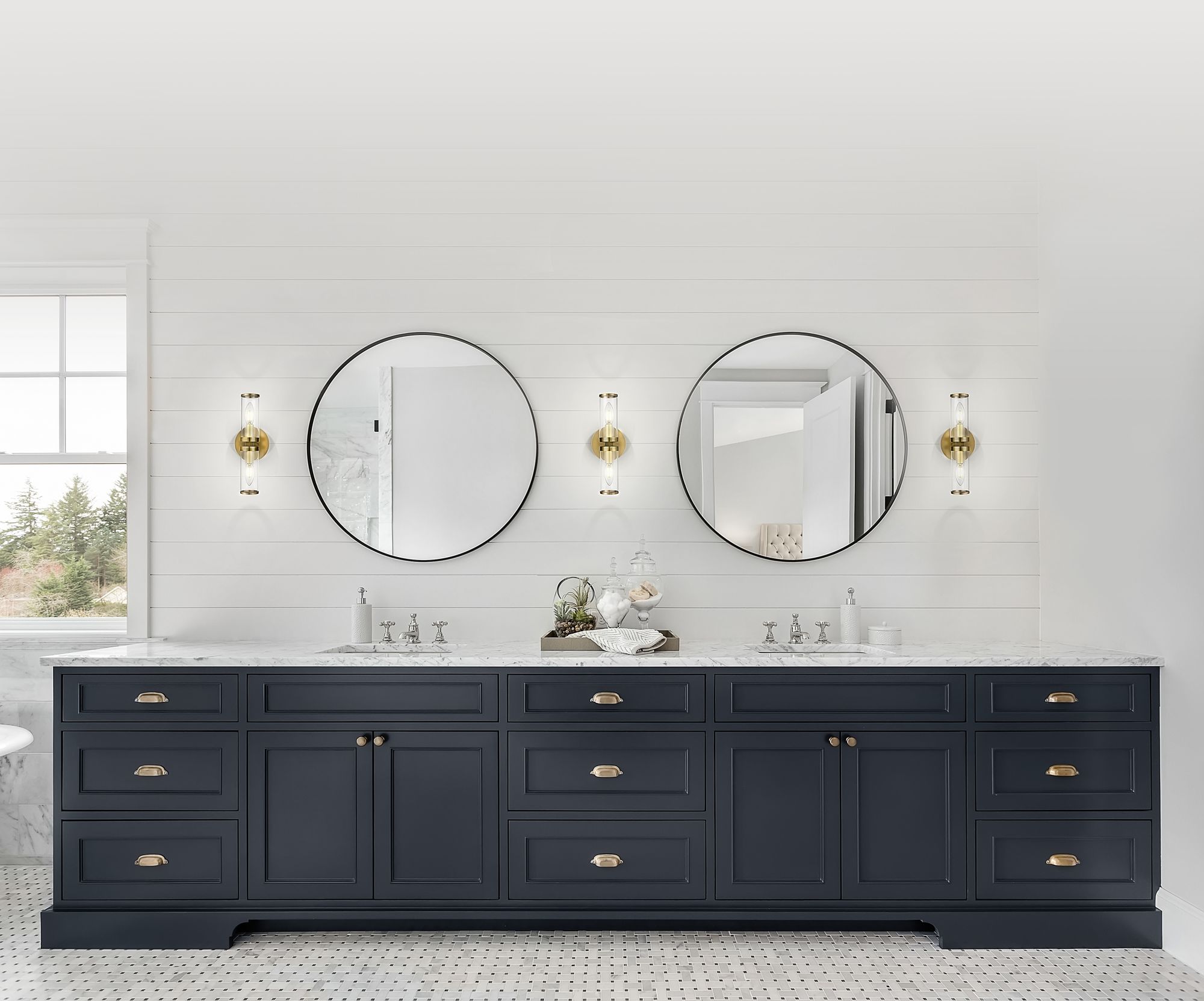 Image 3 Alora Revolve E12 12-in Clear Glass/Natural Brass Wall Vanity more views