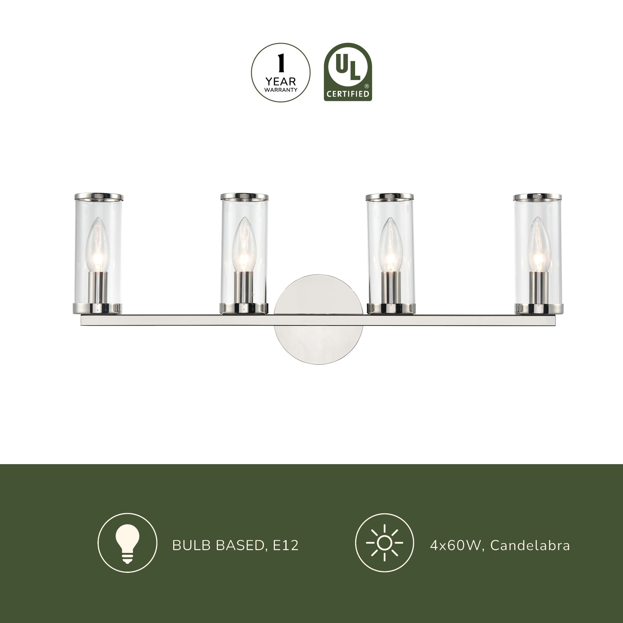 Image 3 Alora Revolve E12 25-in Clear Glass/Polished Nickel Wall Vanity more views