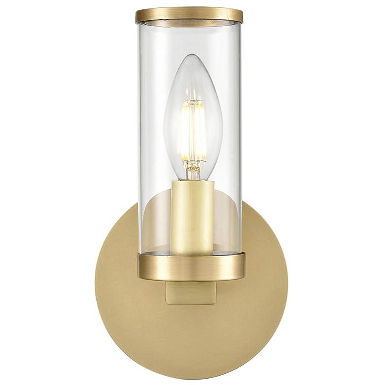 Image 1 Alora Revolve E12 8-in Clear Glass/Natural Brass Wall Vanity