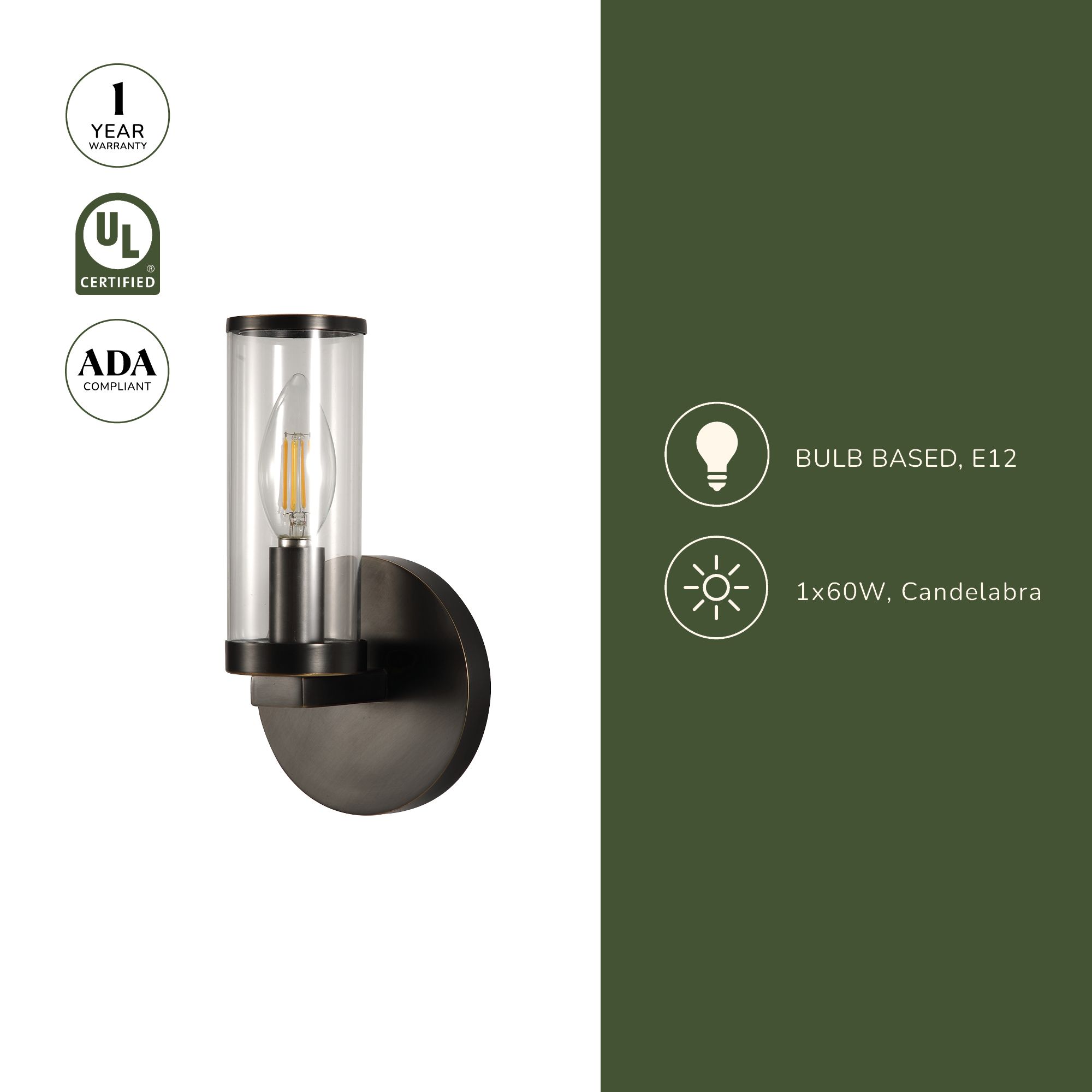 Image 4 Alora Revolve E12 8-in Clear Glass/Natural Brass Wall Vanity more views