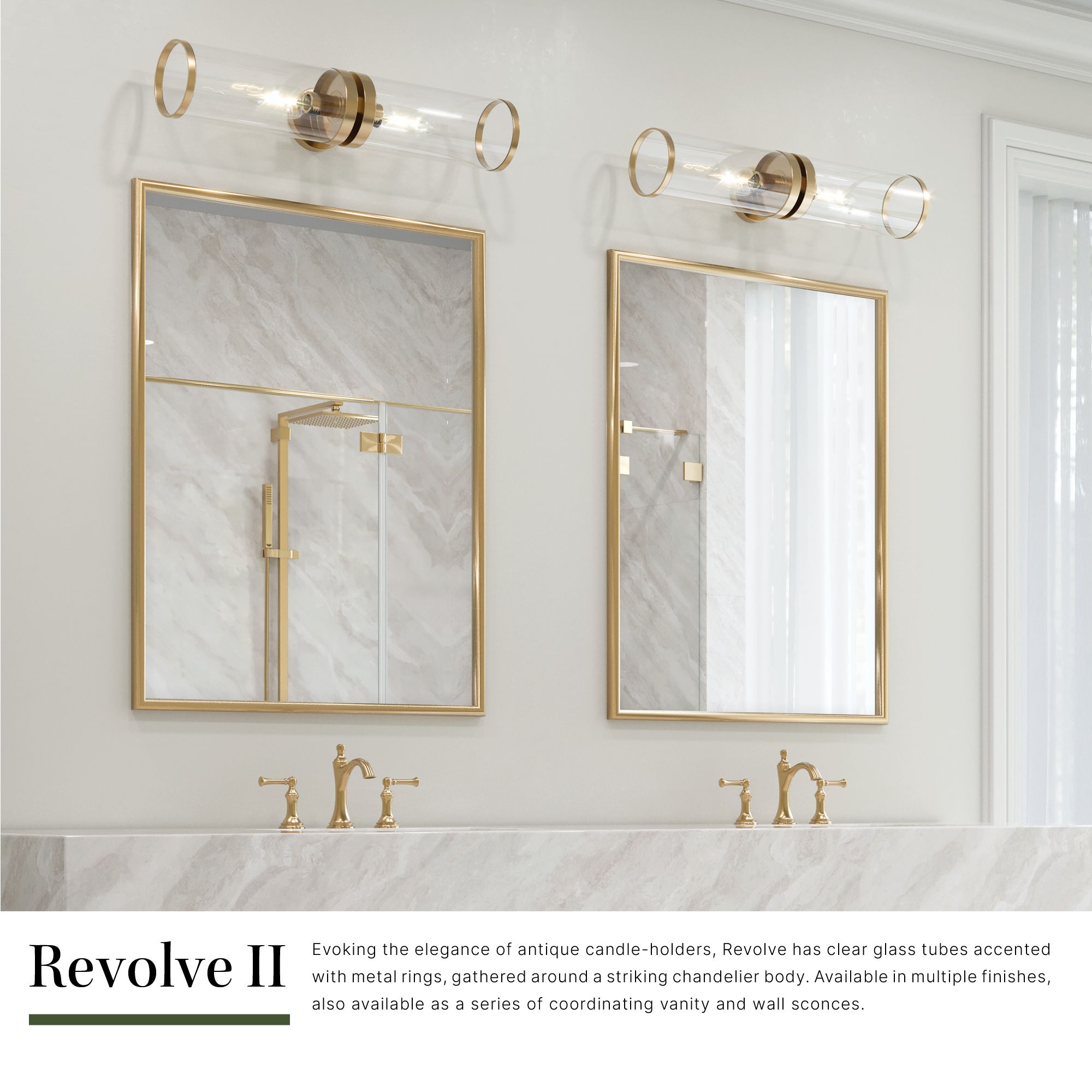 Image 4 Alora Revolve Ii E26 28-in Clear Glass/Natural Brass Wall Vanity more views