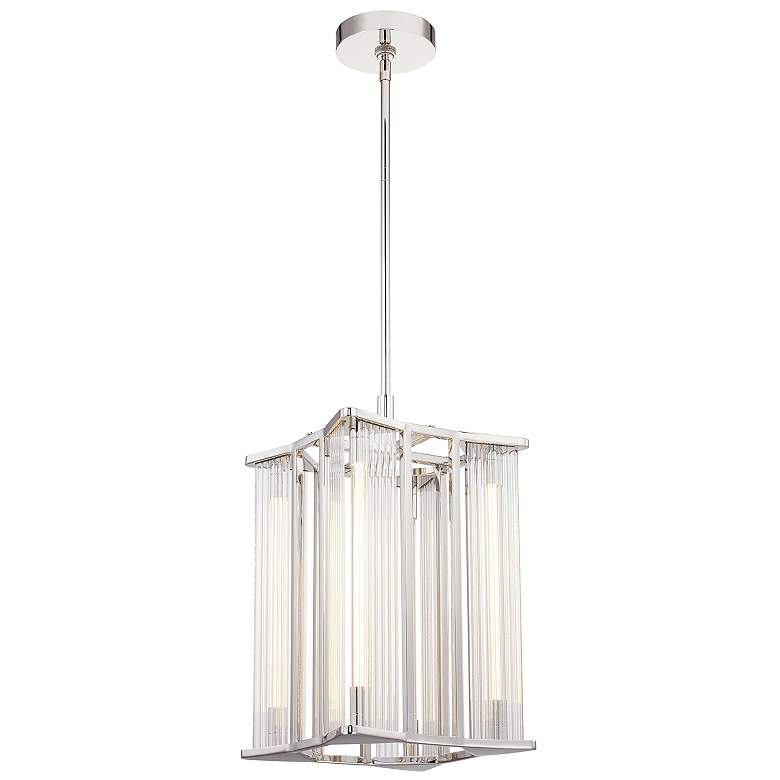 Image 1 Alora Sabre LED 11-in Polished Nickel/Ribbed Glass Pendant