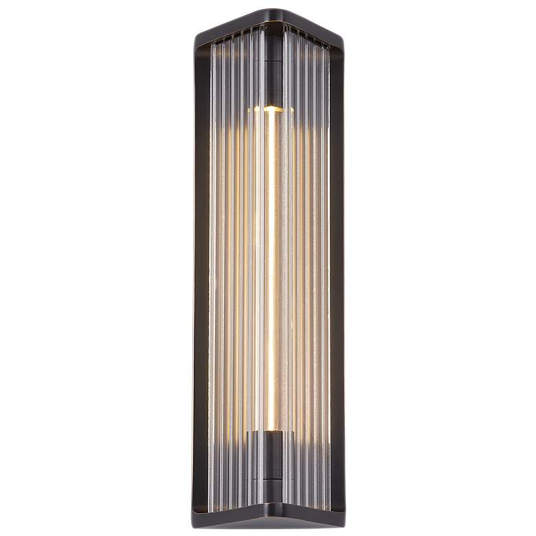 Image 1 Alora Sabre LED 12-in Ribbed Glass/Urban Bronze Wall Vanity