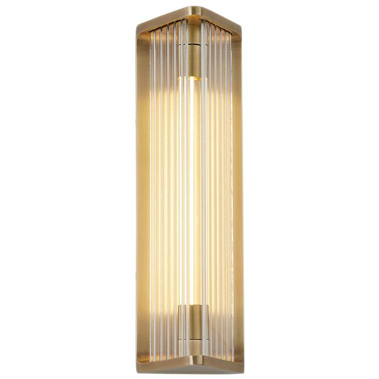 Image 1 Alora Sabre LED 12-in Ribbed Glass/Vintage Brass Wall Vanity