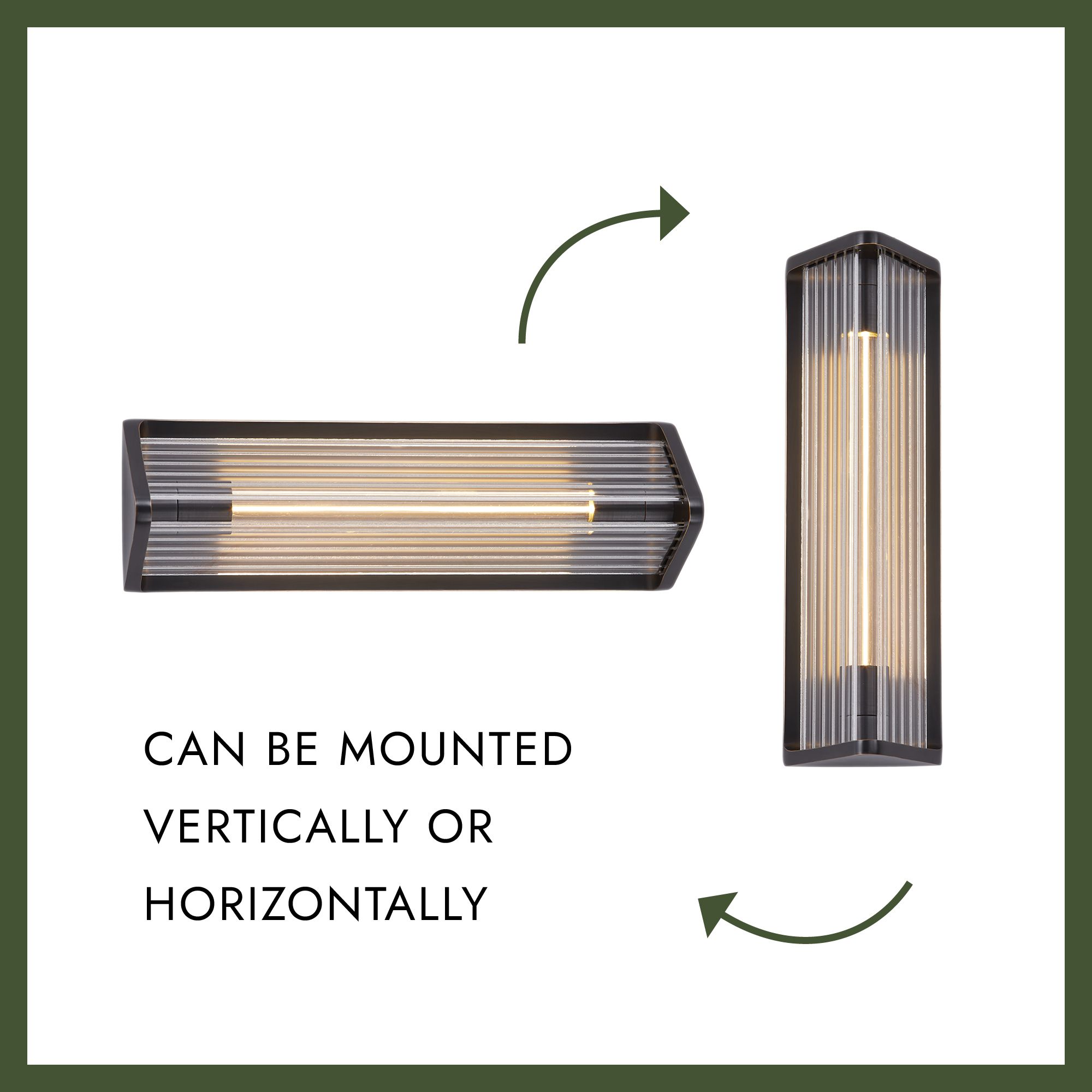 Image 5 Alora Sabre LED 12-in Ribbed Glass/Vintage Brass Wall Vanity more views